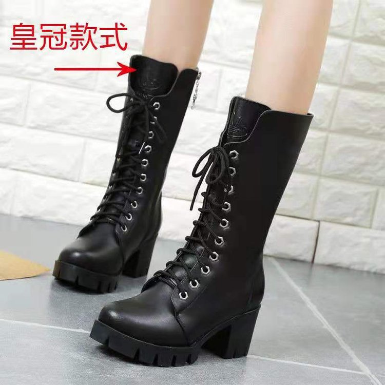 Chunky Lace-Up Mid-Calf Moto Boots - view 6