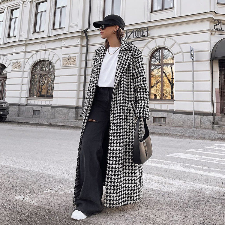 Houndstooth Long Trench Coat - view 6