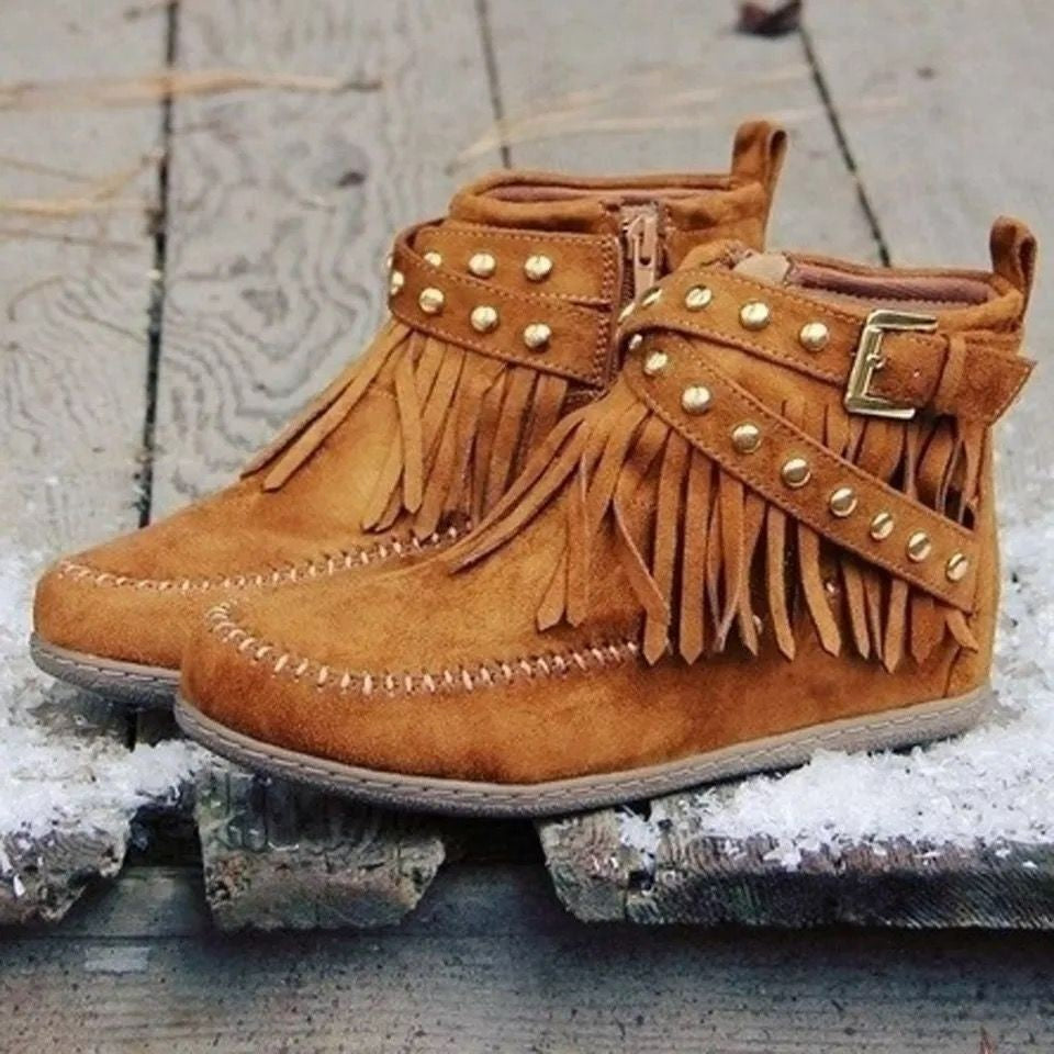 Rivet Tassel Flat Ankle Boots – view 6 of 6 | My Dressing Room