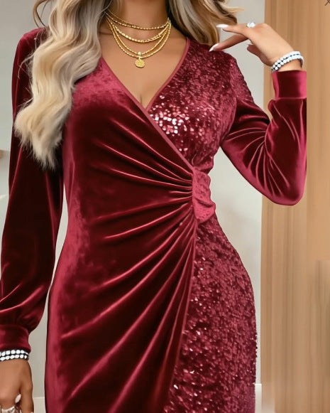 Sequin V-Neck Party Bodycon Dress – view 7 of 11 | My Dressing Room
