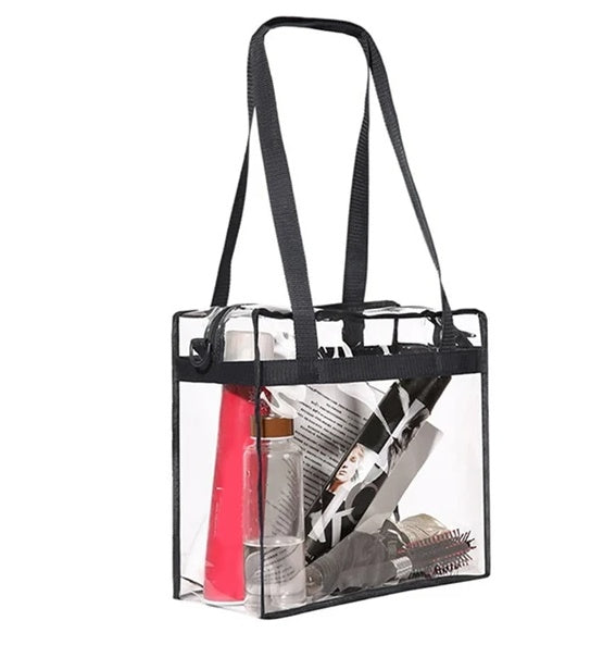 2x Clear PVC Tote Bag Women Large Transparent Handbag Zip Purse Stadium Security – view 5 of 5 | My Dressing Room