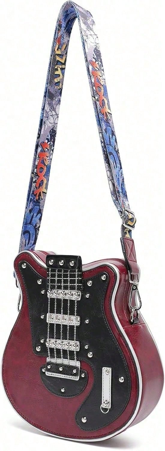 Guitar-Shaped Rivet Crossbody Bag – view 9 of 10 | My Dressing Room