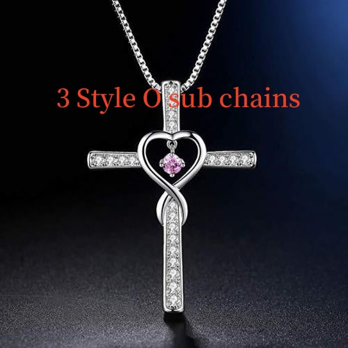 Infinity Love God We Trust Christian Cross Birthstone Crystal Pendant Necklace Colour Gems Zircon Heart Necklace Women Jewelry – view 3 of 10 | My Dressing Room