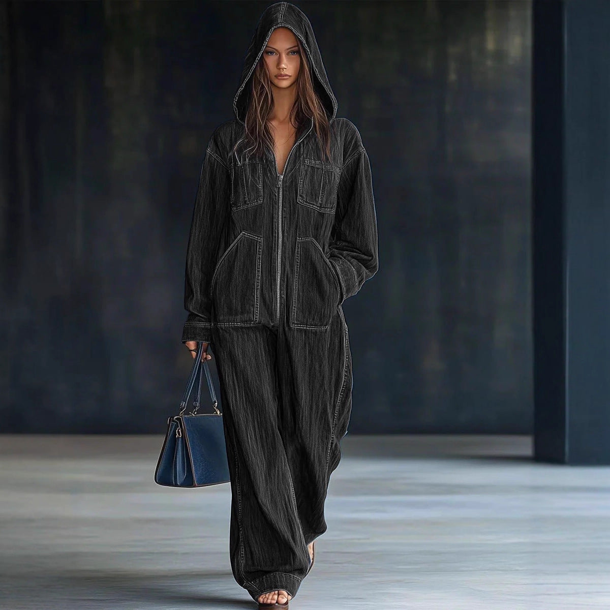 Hooded Denim Overall Jeans – view 5 of 5 | My Dressing Room