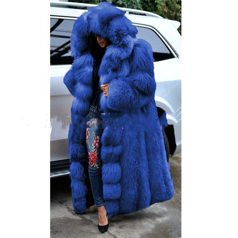 Long Hooded Faux Fur Coat - view 6