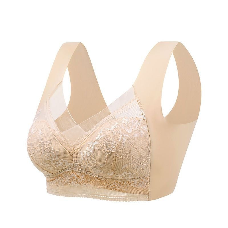 Lace Wirefree Padded Bra in Nude, front view