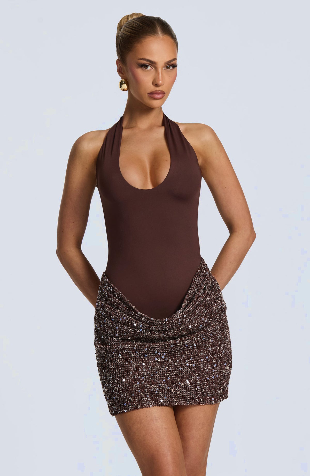 Cross-Strap Halter Sequin Dress - view 4