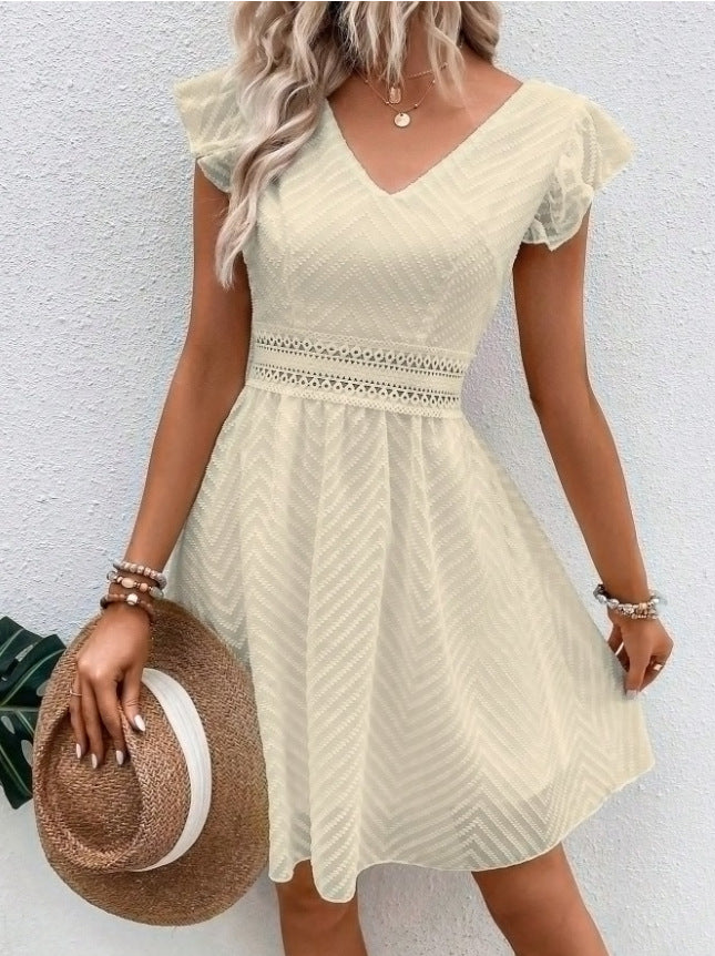 Lace Flounced Midi Dress in Apricot – view 7 of 8