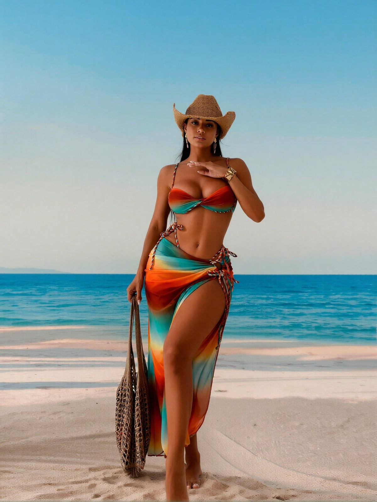 Gradient Bandeau Bikini with Tie Skirt - view 4