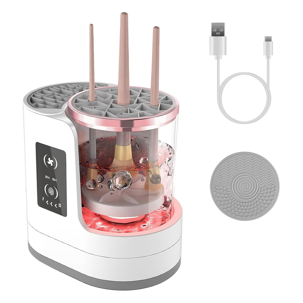 4 In 1 Electric Makeup Brush Cleaner USB Powered Automatic Brush Blender Machine With Timer Digital Display Cleaning Drying UV Disinfection Brush Storage For All Types Of Brushes Valentines Day Gift – view 10 of 10 | My Dressing Room