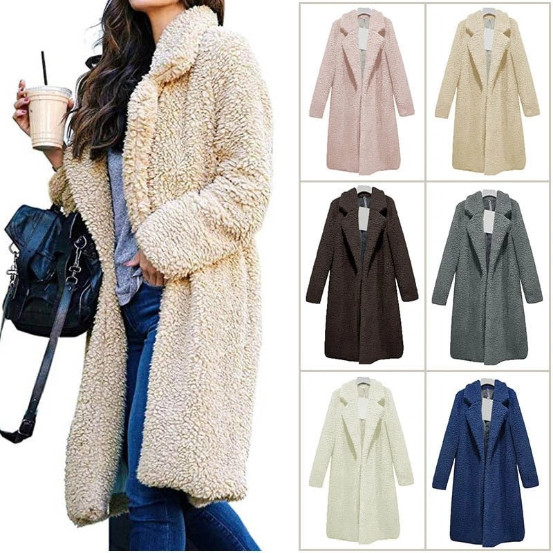Lamb Velvet Fleece Lapel Coat – main view | My Dressing Room