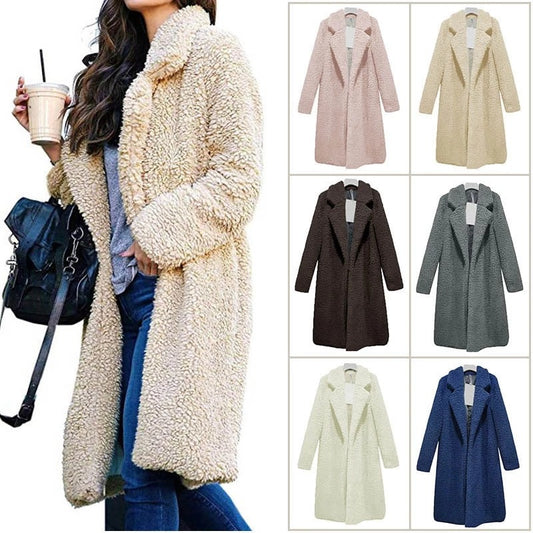 Lamb Velvet Fleece Lapel Coat – main view | My Dressing Room
