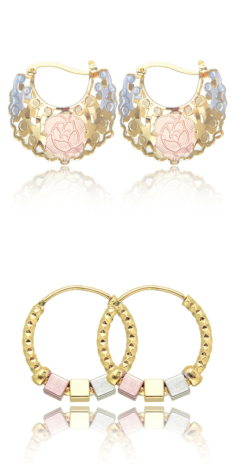 Hollow Rosette Hoop Earrings - view 1