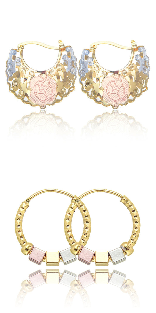 Hollow Rosette Hoop Earrings - view 1
