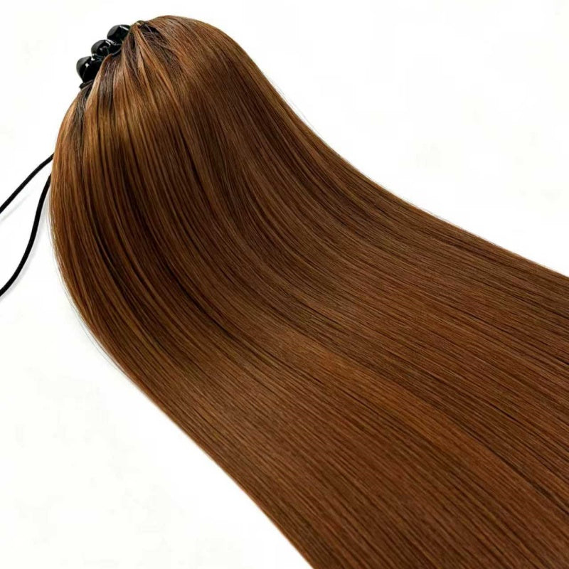 Straight Drawstring Ponytail Extension, Ombre Brown – view 3 of 8 | My Dressing Room