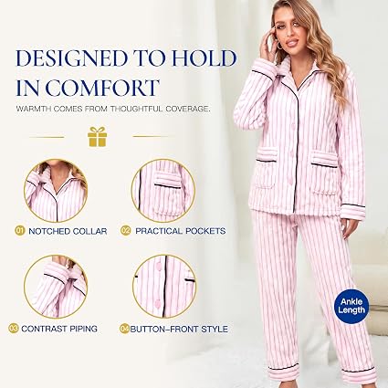 Ribbed Plush Fleece Button-Down Pajama Set - view 3