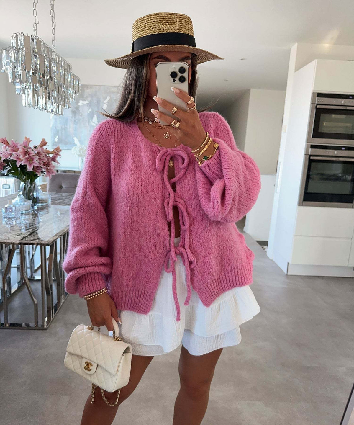 Bow Lace-Up Hollow-Out Knit Cardigan – view 9 of 10 | My Dressing Room