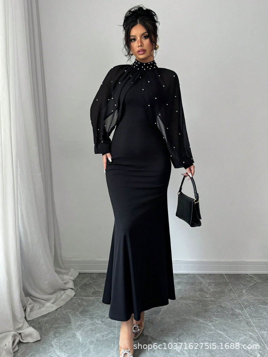 Solid Patchwork Long Sleeve Bodycon Dress – view 10 of 16