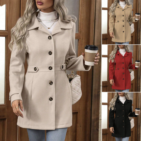 Elegant Wool-Blend Single-Breasted Coat – main view | My Dressing Room