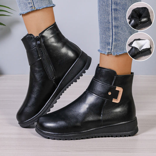 Fleece-Lined Side-Zip Ankle Boots – main view | My Dressing Room