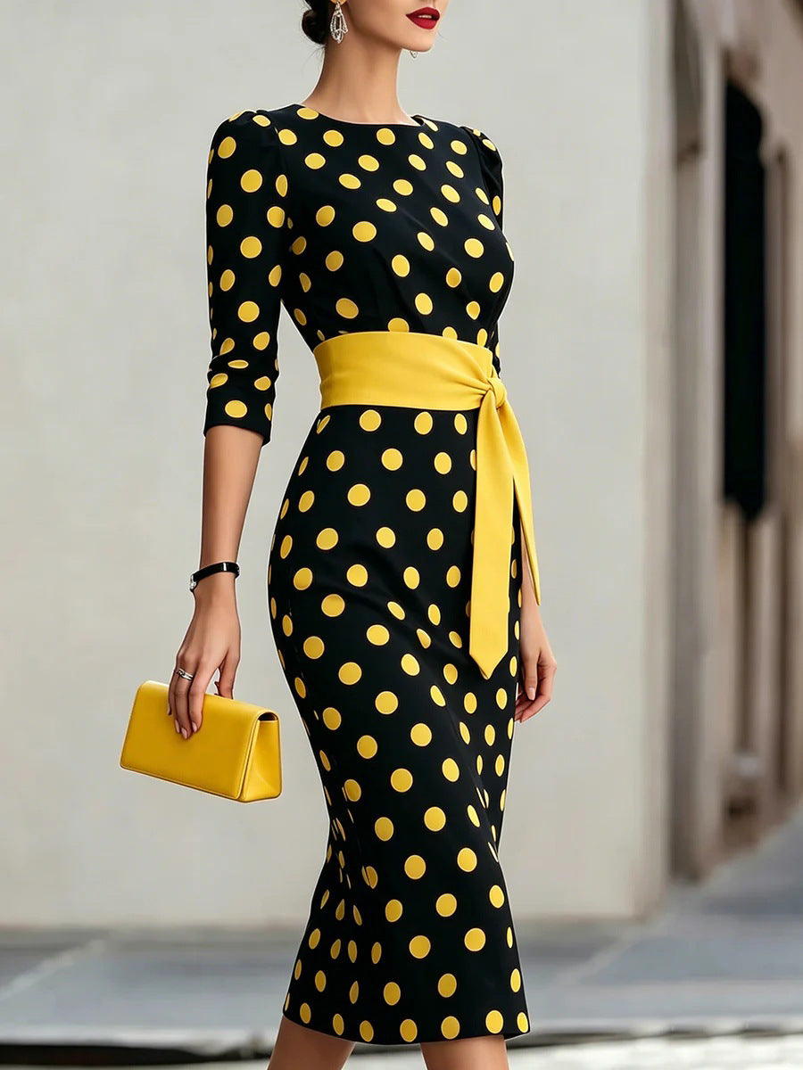 Polka Dot Belted Midi Dress – view 9 of 12 | My Dressing Room