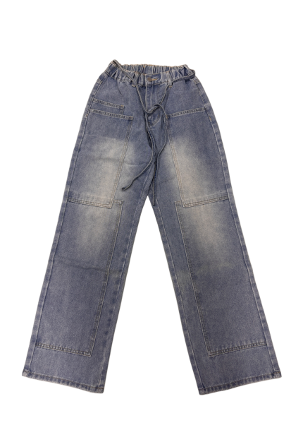 High-Waist Wide-Leg Denim Cargo Jeans - view 4