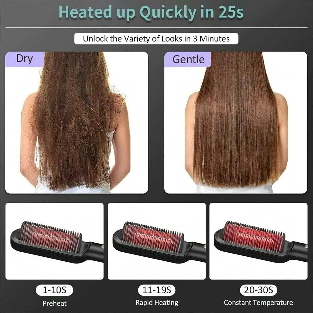 Heated Hair Straightener Brush, Adjustable Heat – view 6 of 9 | My Dressing Room
