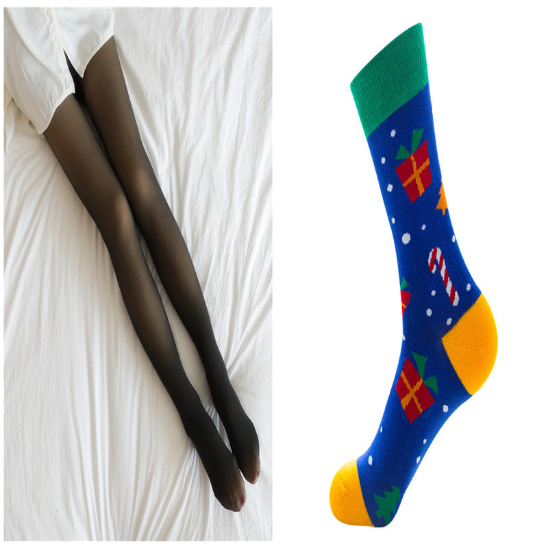 Fleece-Lined Sheer-Look Thermal Tights - view 2