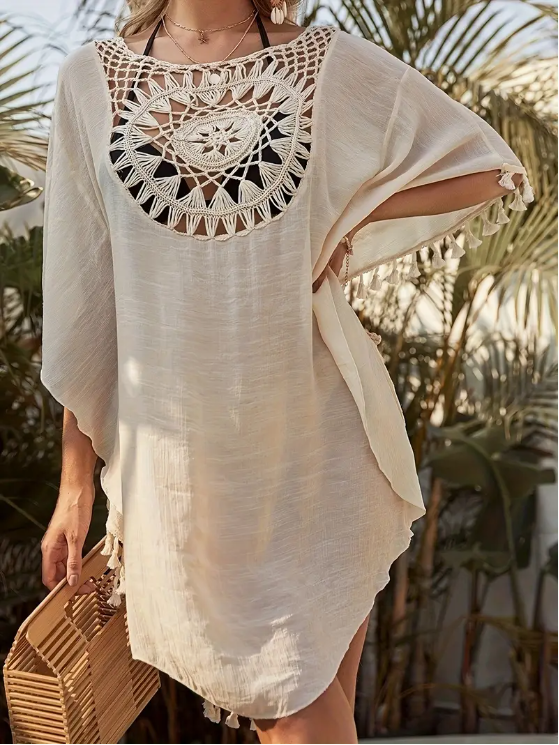 Crochet Lace Tassel Beach Cover-Up Dress - view 3