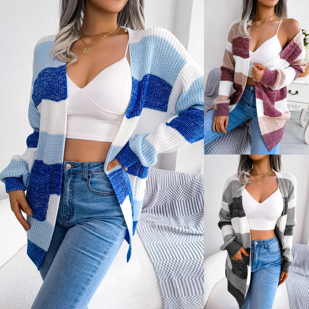 Plaid Lantern-Sleeve Cardigan – main view | My Dressing Room