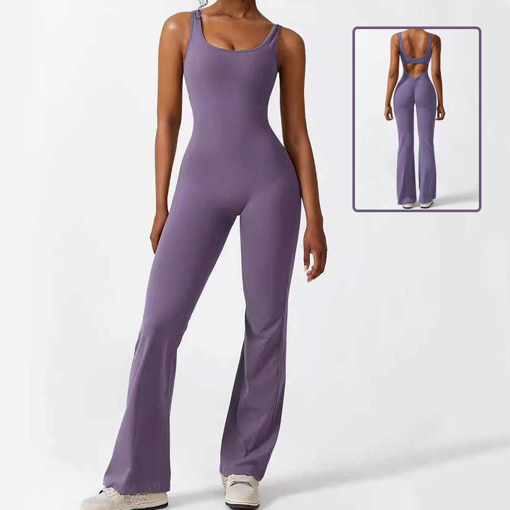 Sleeveless Flare Yoga Jumpsuit – main view | My Dressing Room