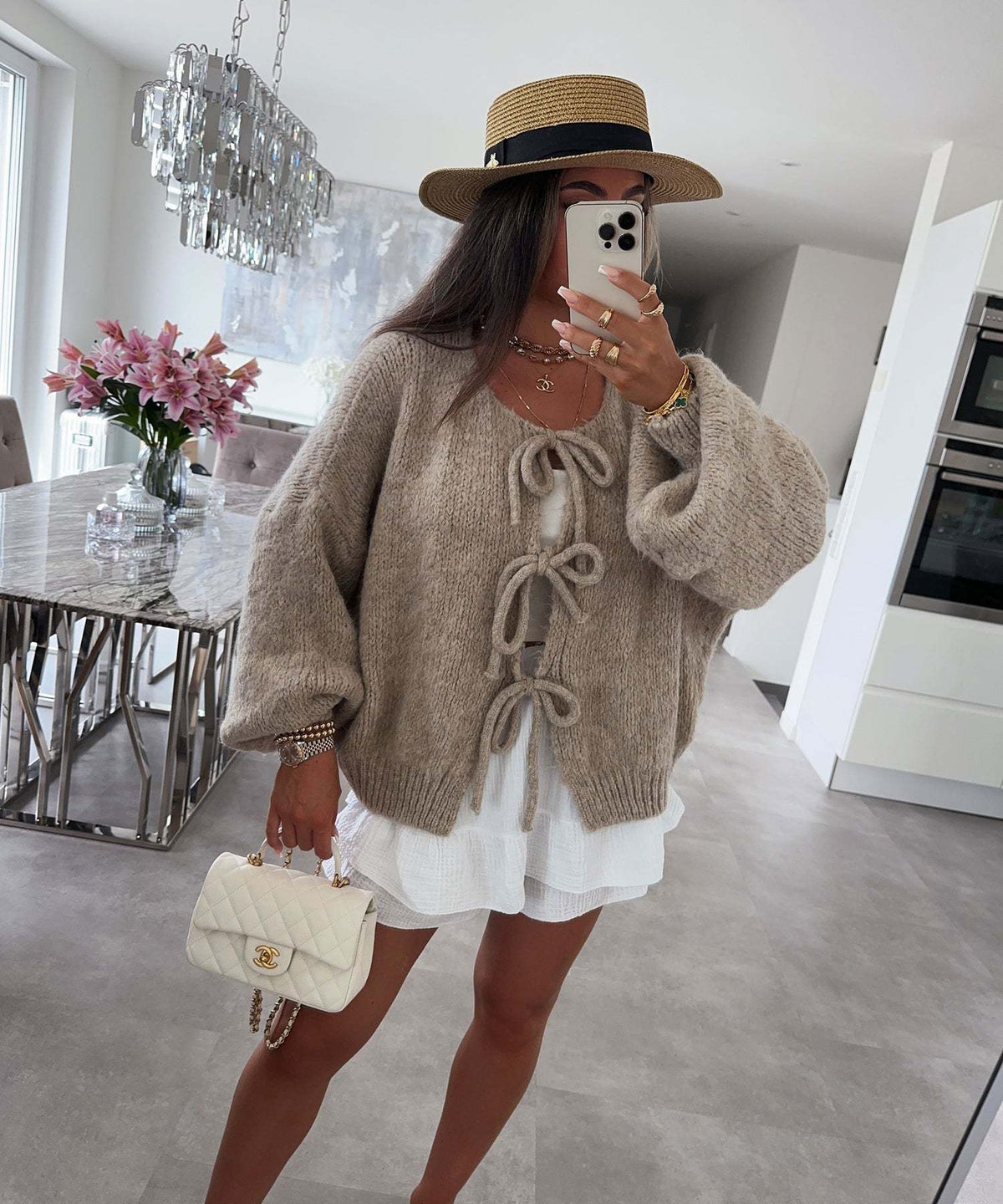 Bow Lace-Up Hollow-Out Knit Cardigan – view 10 of 10 | My Dressing Room