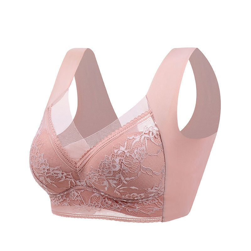 Lace Wirefree Padded Bra in Light Brown, front view