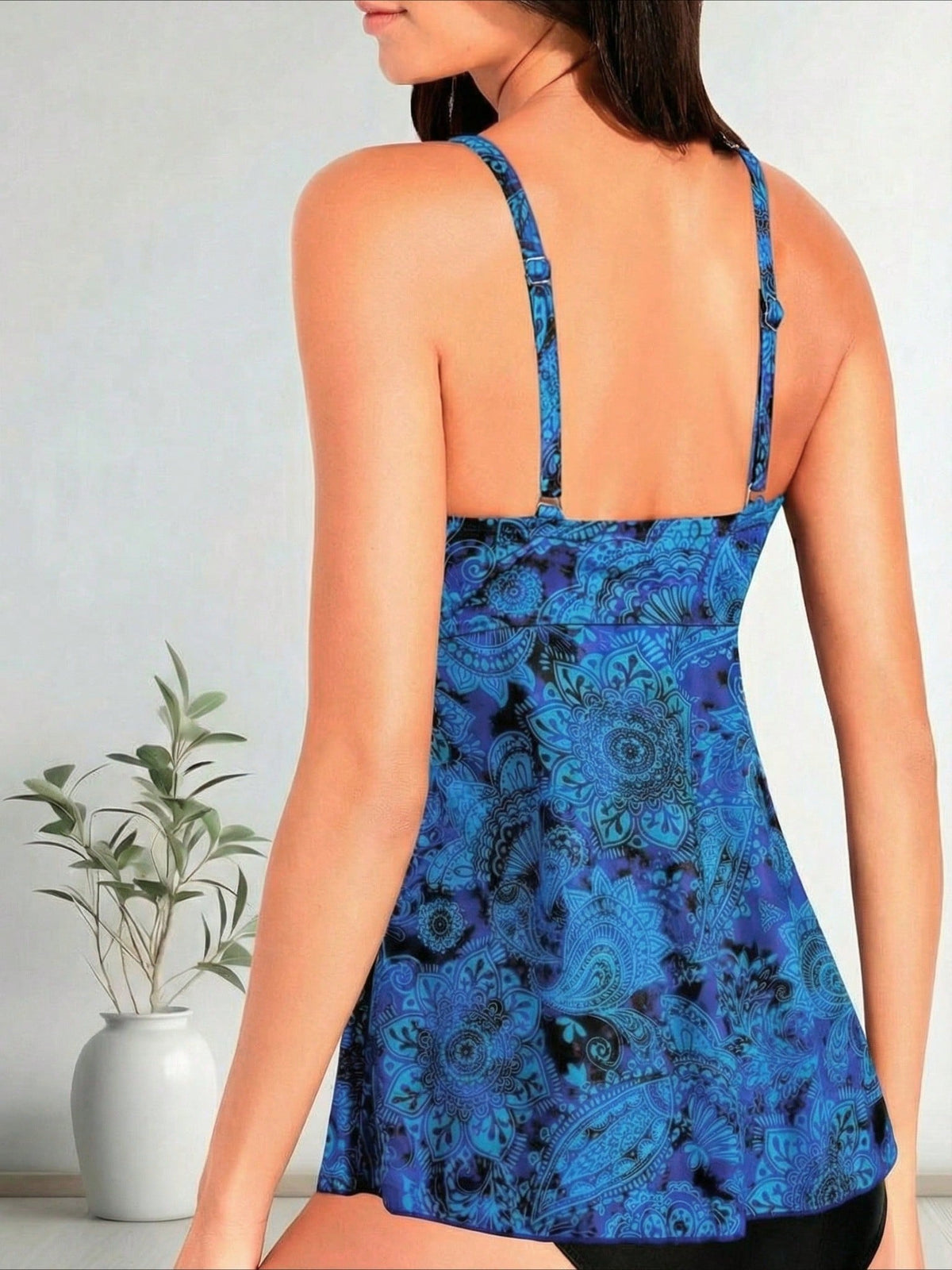 Paisley Wrap V-Neck Tankini Set - view 4
