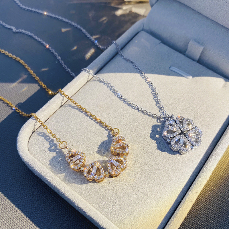Heart Four-Leaf Clover Locket Necklace – main view | My Dressing Room