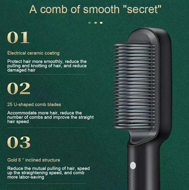 Heated Hair Straightener Brush, Adjustable Heat – view 5 of 9 | My Dressing Room