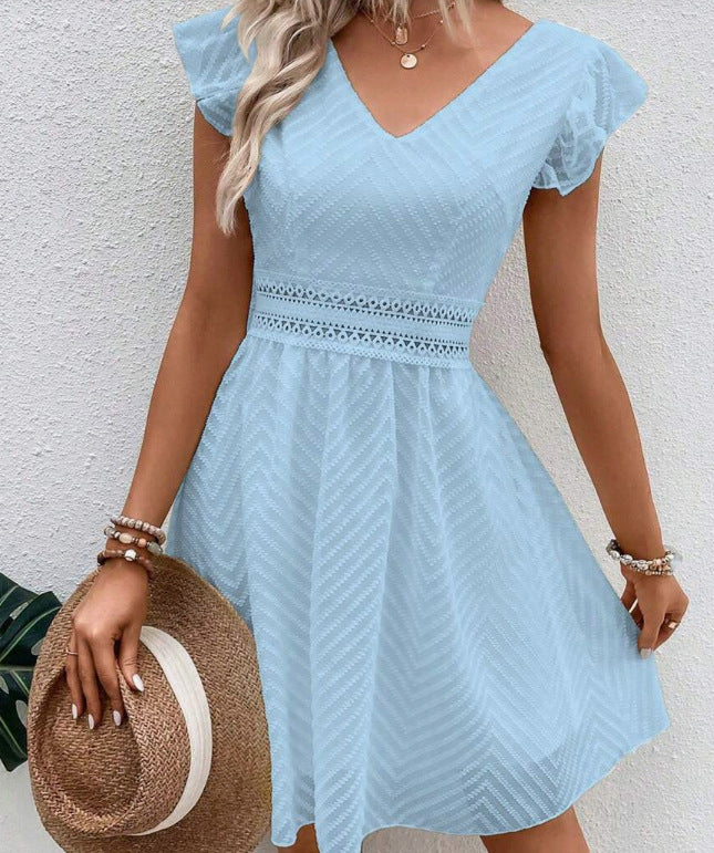 Lace Flounced Midi Dress in Light Blue – view 6 of 8