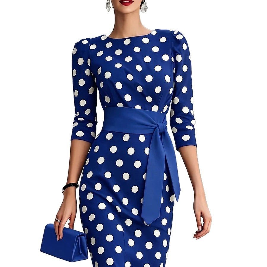 Polka Dot Belted Midi Dress – view 5 of 12 | My Dressing Room