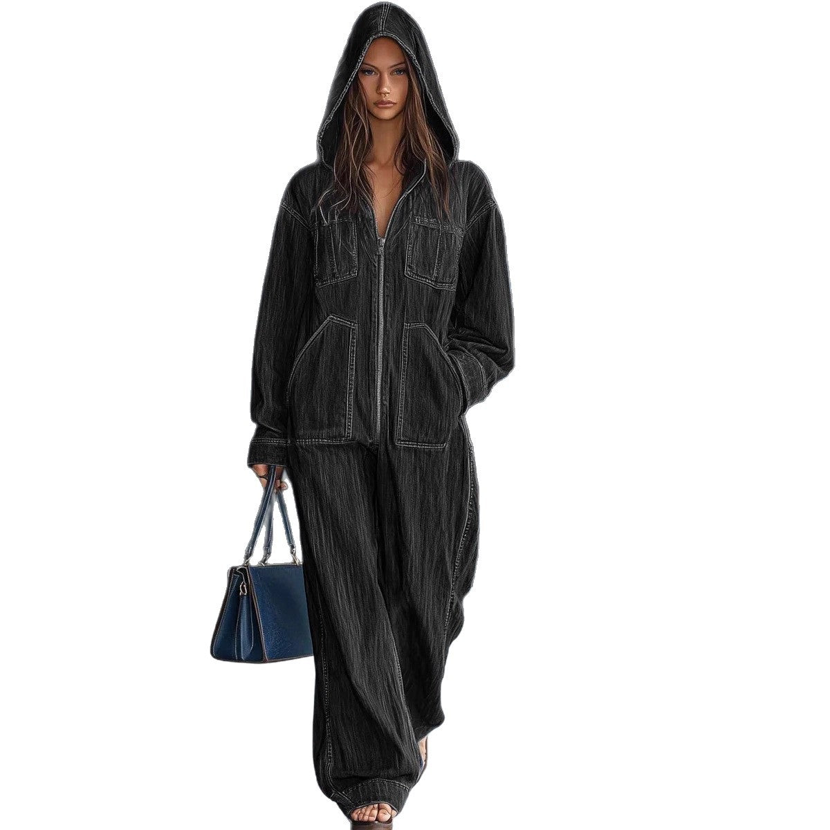 Hooded Denim Overall Jeans – view 4 of 5 | My Dressing Room
