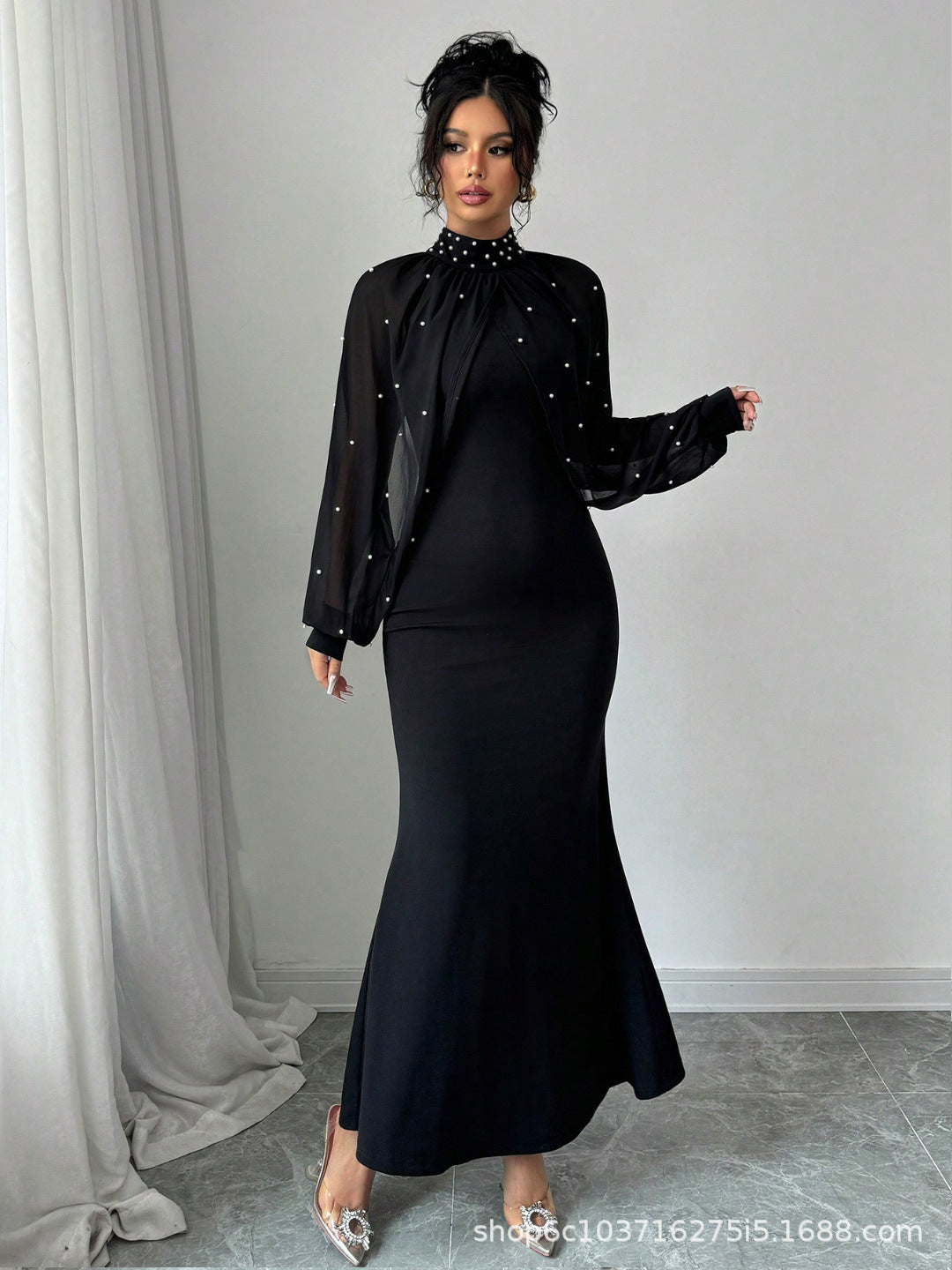 Solid Patchwork Long Sleeve Bodycon Dress – view 4 of 16