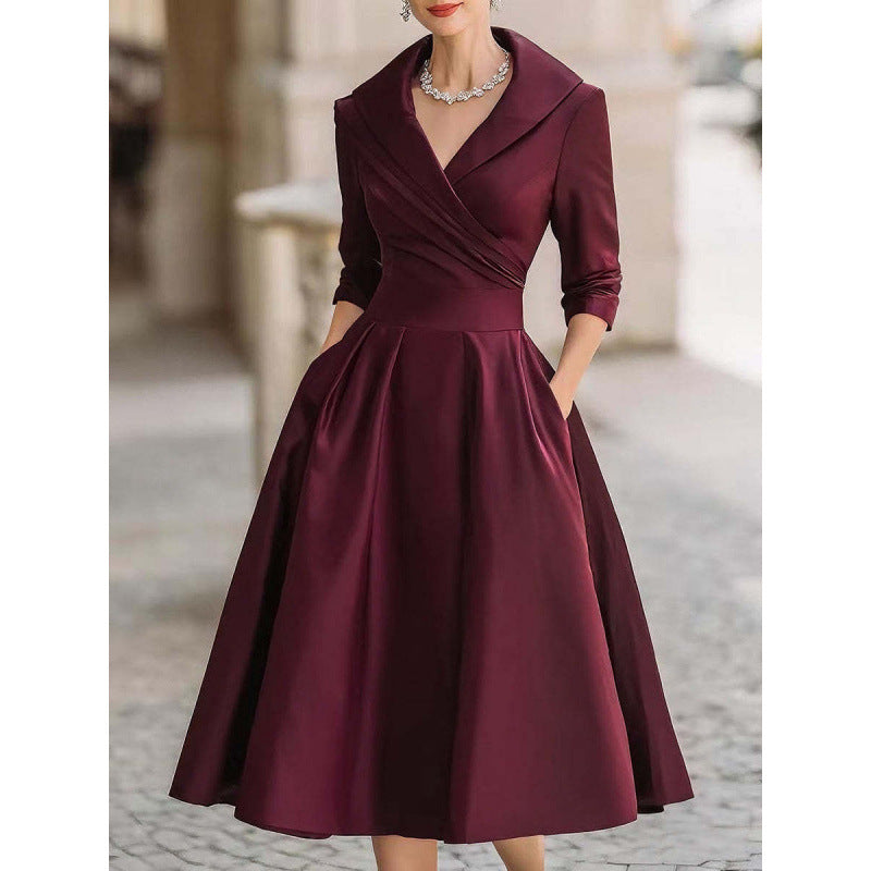Fitted Long Sleeve Maxi Dress in Wine Red – view 3 of 18