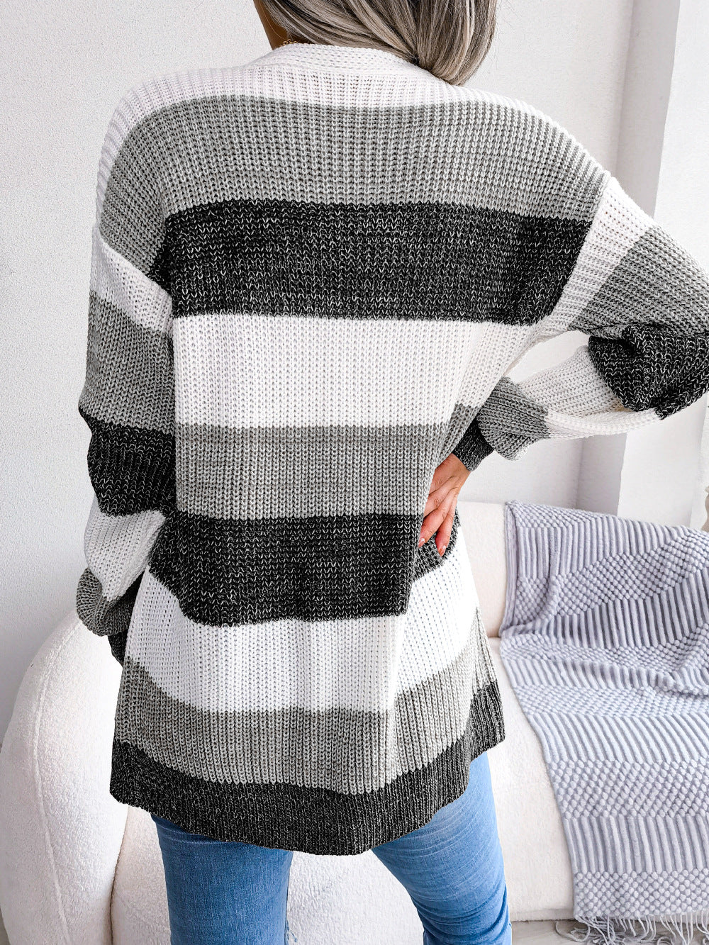 Plaid Lantern-Sleeve Cardigan – view 3 of 7 | My Dressing Room