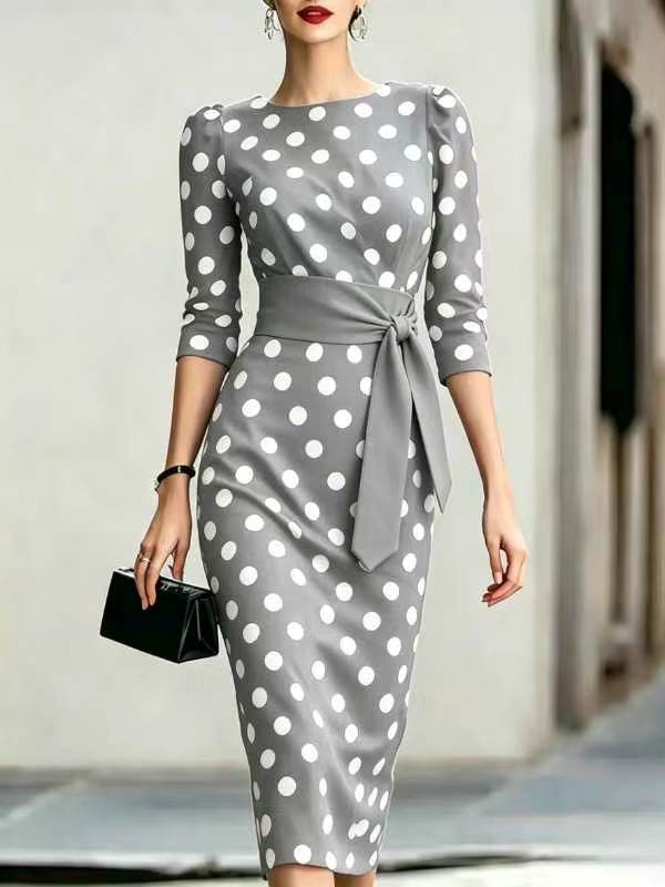 Polka Dot Belted Midi Dress – view 12 of 12 | My Dressing Room