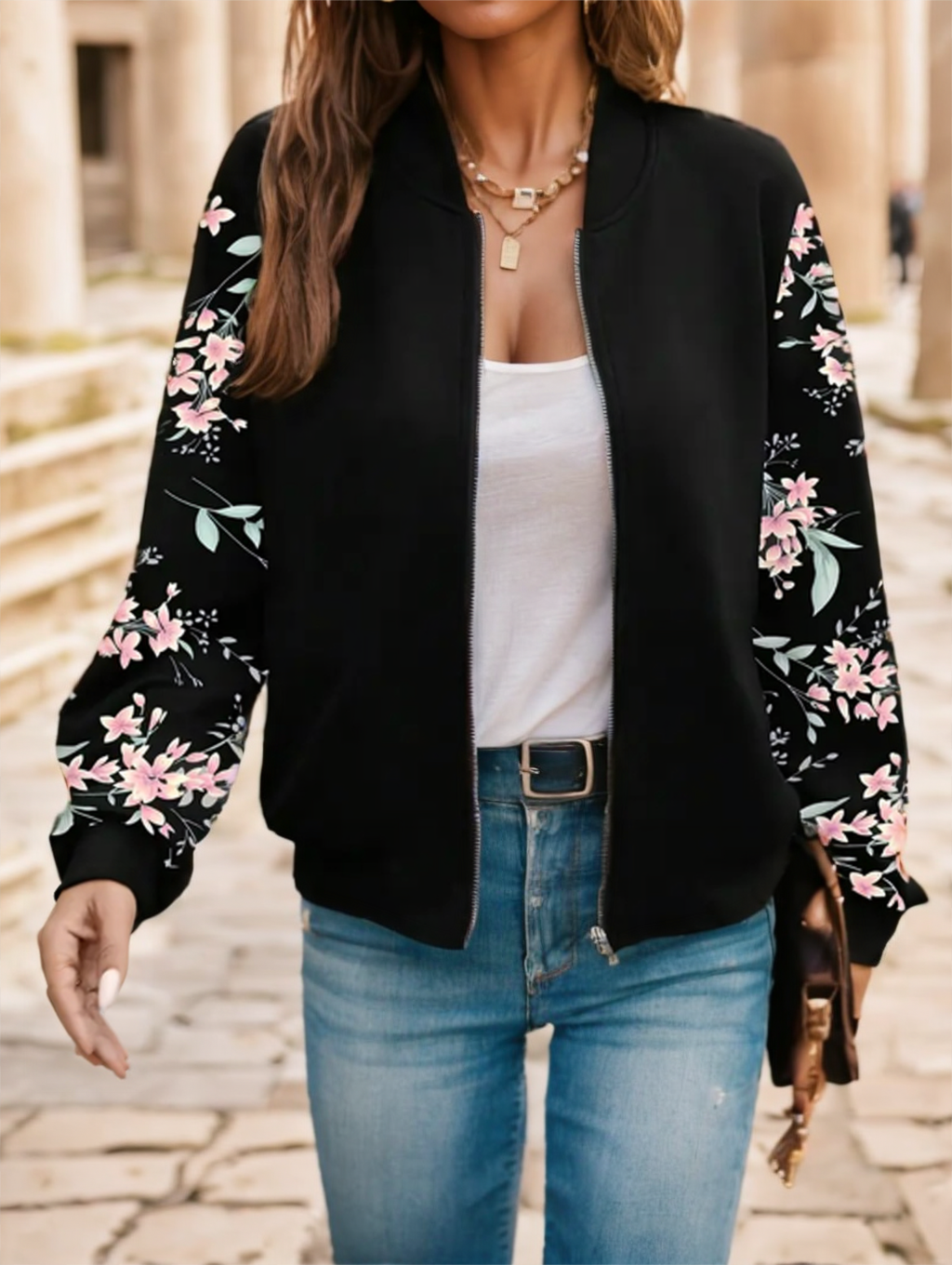 Floral Print Zip-Up Jacket - view 3