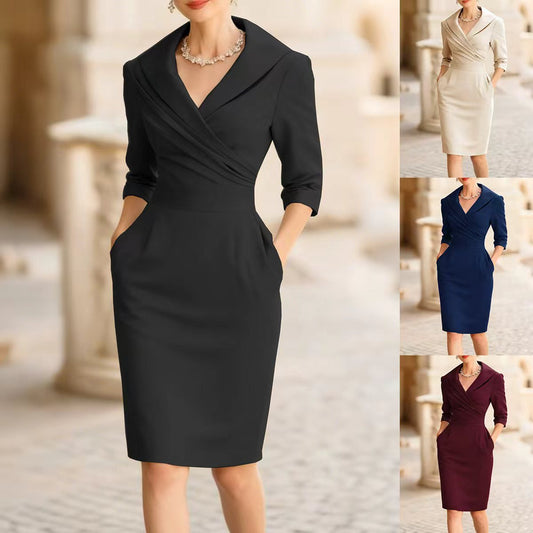Hooded Three-Quarter Sleeve Pencil Dress – main view