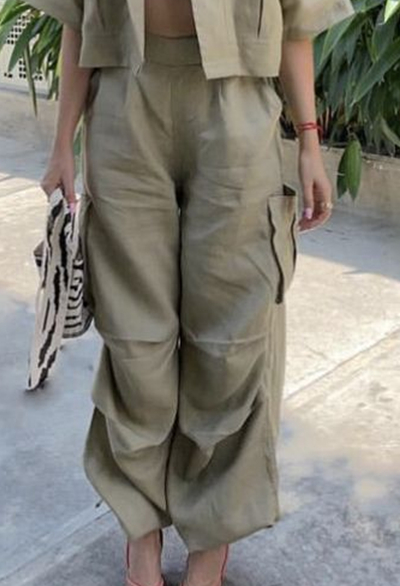 Baggy High-Waist Parachute Cargo Pants - view 1