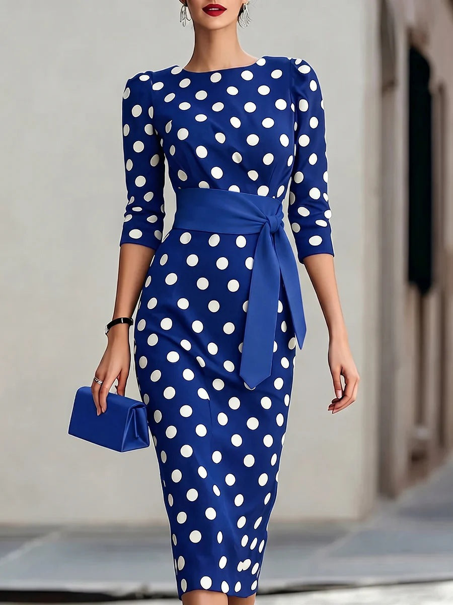 Polka Dot Belted Midi Dress – view 2 of 12 | My Dressing Room