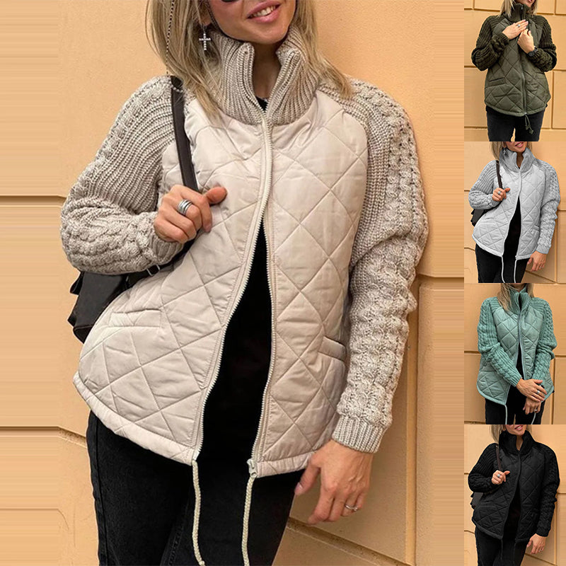 Stand Collar Zip-Up Knit Jacket – main view | My Dressing Room
