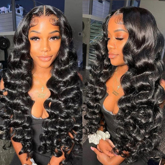 Loose Wave Natural Color Lace Front Wig – front view