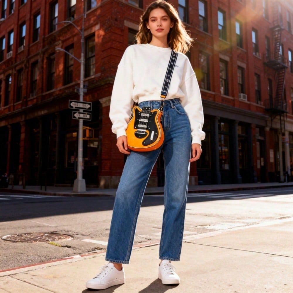 Guitar-Shaped Rivet Crossbody Bag – view 5 of 10 | My Dressing Room